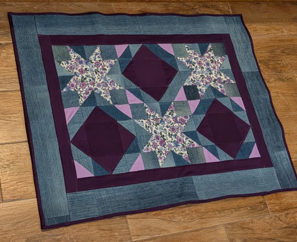purple denim rug